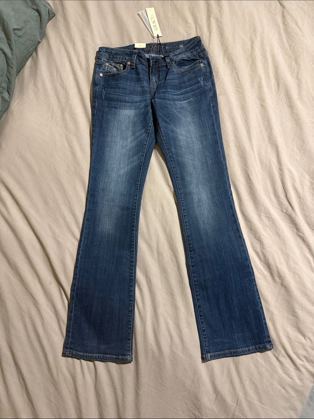 Grace in LA Women's Boot Cut Jeans - Dark Blue Wash